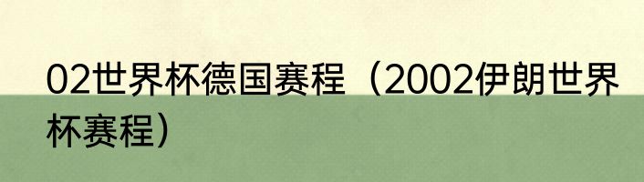 02世界杯德国赛程（2002伊朗世界杯赛程）