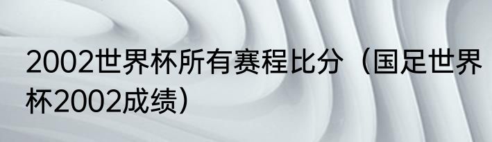2002世界杯所有赛程比分（国足世界杯2002成绩）