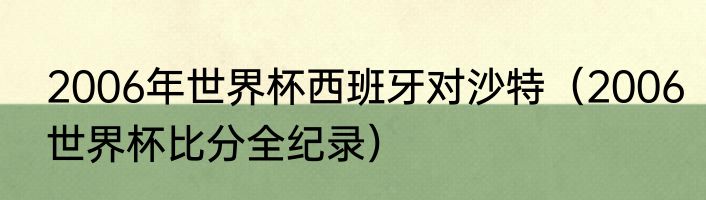 2006年世界杯西班牙对沙特（2006世界杯比分全纪录）