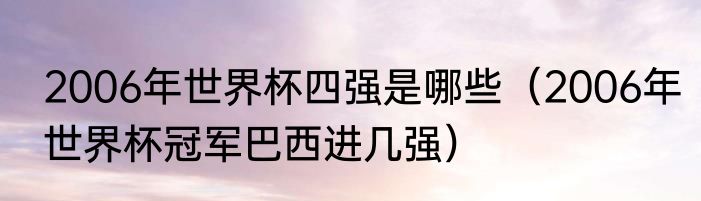 2006年世界杯四强是哪些（2006年世界杯冠军巴西进几强）