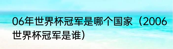 06年世界杯冠军是哪个国家（2006世界杯冠军是谁）