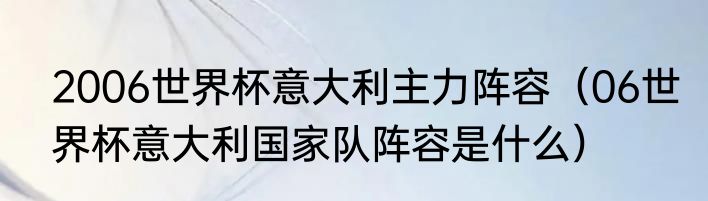 2006世界杯意大利主力阵容（06世界杯意大利国家队阵容是什么）