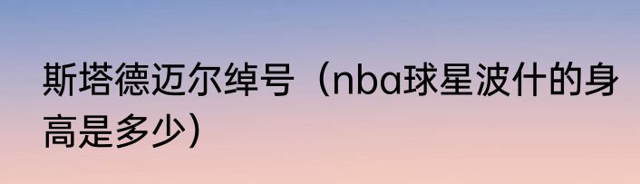 斯塔德迈尔绰号（nba球星波什的身高是多少）