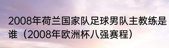 2008年荷兰国家队足球男队主教练是谁（2008年欧洲杯八强赛程）