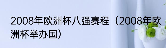 2008年欧洲杯八强赛程（2008年欧洲杯举办国）
