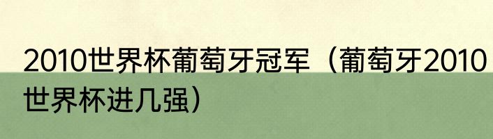2010世界杯葡萄牙冠军（葡萄牙2010世界杯进几强）