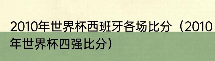 2010年世界杯西班牙各场比分（2010年世界杯四强比分）