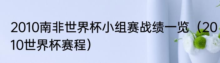 2010南非世界杯小组赛战绩一览（2010世界杯赛程）