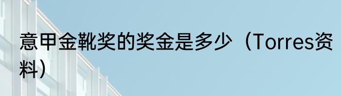 意甲金靴奖的奖金是多少（Torres资料）