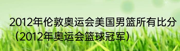 2012年伦敦奥运会美国男篮所有比分（2012年奥运会篮球冠军）