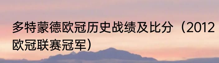 多特蒙德欧冠历史战绩及比分（2012欧冠联赛冠军）
