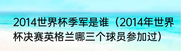 2014世界杯季军是谁（2014年世界杯决赛英格兰哪三个球员参加过）