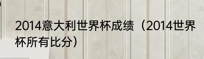 2014意大利世界杯成绩（2014世界杯所有比分）