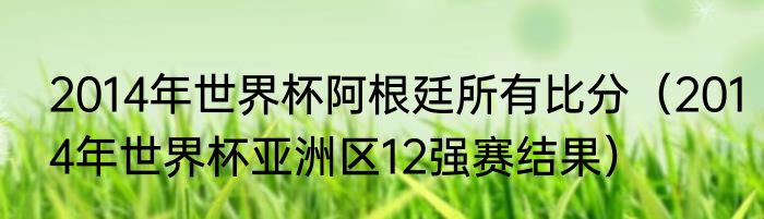 2014年世界杯阿根廷所有比分（2014年世界杯亚洲区12强赛结果）