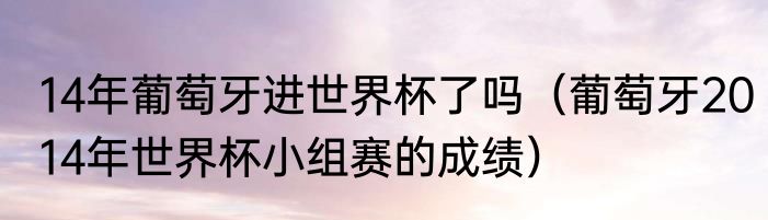 14年葡萄牙进世界杯了吗（葡萄牙2014年世界杯小组赛的成绩）