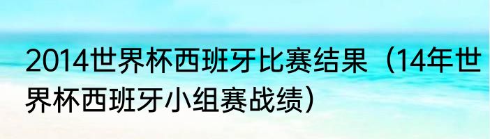 2014世界杯西班牙比赛结果（14年世界杯西班牙小组赛战绩）