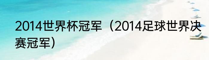 2014世界杯冠军（2014足球世界决赛冠军）