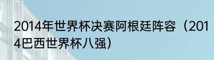 2014年世界杯决赛阿根廷阵容（2014巴西世界杯八强）