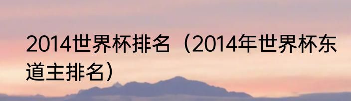 2014世界杯排名（2014年世界杯东道主排名）