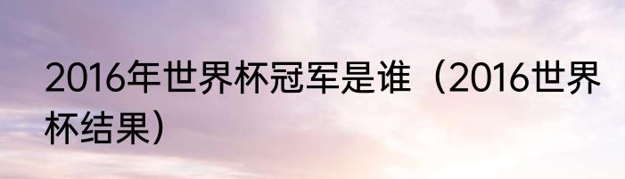 2016年世界杯冠军是谁（2016世界杯结果）
