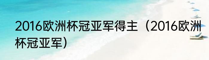 2016欧洲杯冠亚军得主（2016欧洲杯冠亚军）