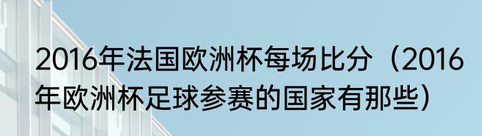 2016年法国欧洲杯每场比分（2016年欧洲杯足球参赛的国家有那些）