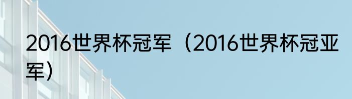 2016世界杯冠军（2016世界杯冠亚军）