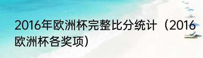 2016年欧洲杯完整比分统计（2016欧洲杯各奖项）
