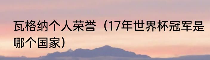 瓦格纳个人荣誉（17年世界杯冠军是哪个国家）