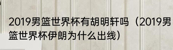 2019男篮世界杯有胡明轩吗（2019男篮世界杯伊朗为什么出线）