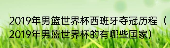 2019年男篮世界杯西班牙夺冠历程（2019年男篮世界杯的有哪些国家）