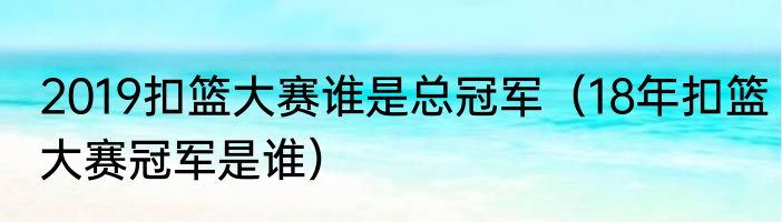 2019扣篮大赛谁是总冠军（18年扣篮大赛冠军是谁）