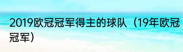2019欧冠冠军得主的球队（19年欧冠冠军）