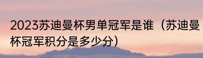 2023苏迪曼杯男单冠军是谁（苏迪曼杯冠军积分是多少分）