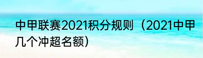 中甲联赛2021积分规则（2021中甲几个冲超名额）