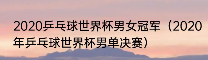 2020乒乓球世界杯男女冠军（2020年乒乓球世界杯男单决赛）