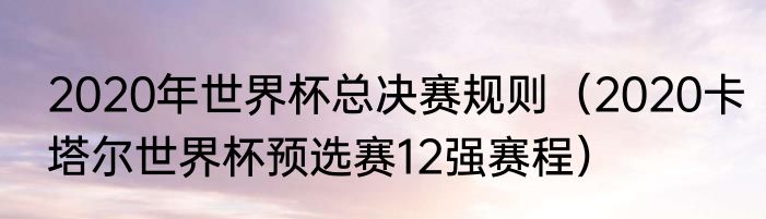 2020年世界杯总决赛规则（2020卡塔尔世界杯预选赛12强赛程）