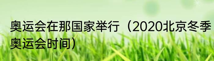 奥运会在那国家举行（2020北京冬季奥运会时间）