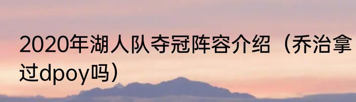 2020年湖人队夺冠阵容介绍（乔治拿过dpoy吗）