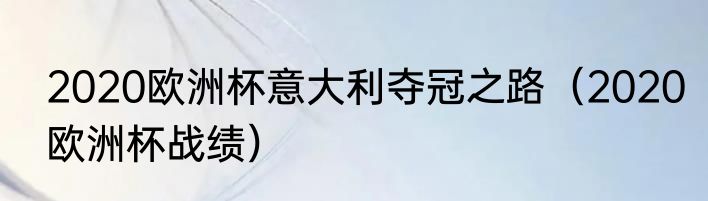 2020欧洲杯意大利夺冠之路（2020欧洲杯战绩）