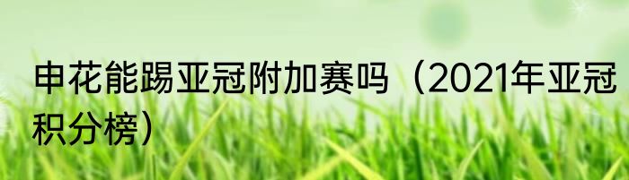 申花能踢亚冠附加赛吗（2021年亚冠积分榜）