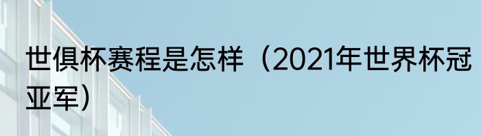世俱杯赛程是怎样（2021年世界杯冠亚军）