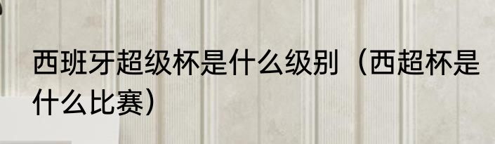 西班牙超级杯是什么级别（西超杯是什么比赛）