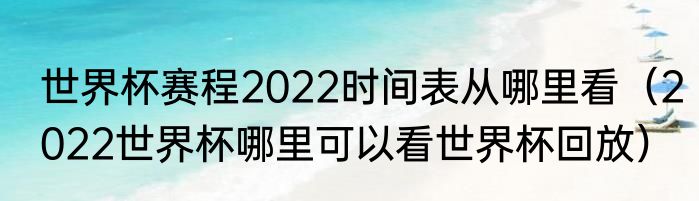 世界杯赛程2022时间表从哪里看（2022世界杯哪里可以看世界杯回放）