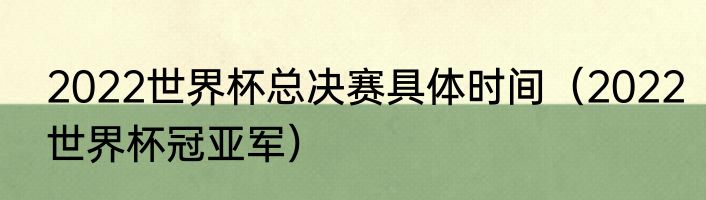 2022世界杯总决赛具体时间（2022世界杯冠亚军）