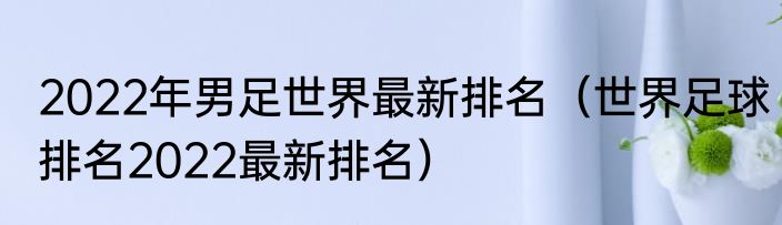 2022年男足世界最新排名（世界足球排名2022最新排名）
