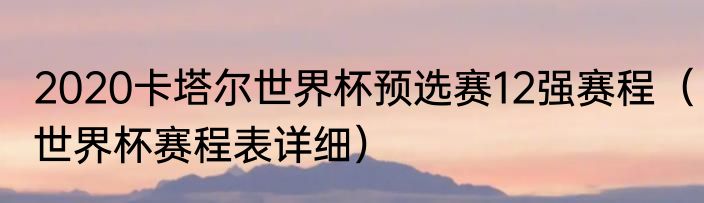 2020卡塔尔世界杯预选赛12强赛程（世界杯赛程表详细）