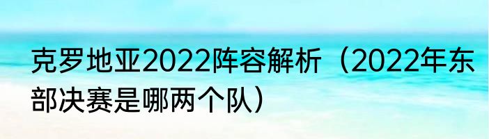 克罗地亚2022阵容解析（2022年东部决赛是哪两个队）