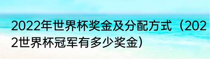 2022年世界杯奖金及分配方式（2022世界杯冠军有多少奖金）