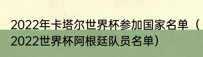 2022年卡塔尔世界杯参加国家名单（2022世界杯阿根廷队员名单）